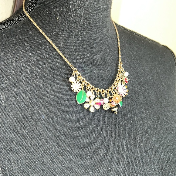 Betsey Johnson Women’s Garden Party Rhinestone Charm Necklace Flower Ladybug - Picture 3 of 15